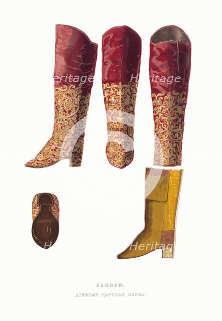 Tsar boot. From the Antiquities of the Russian State, 1849-1853. Creator: Solntsev, Fyodor Grigoryevich (1801-1892).