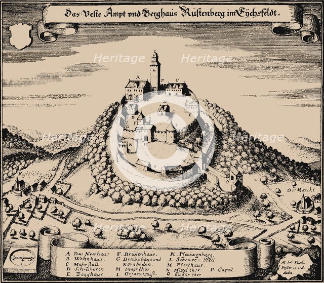 Rusteberg castle. Topographia Sueaviae, 1643.