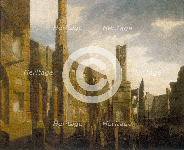 'The Ruins of the Pantheon in Oxford Street after the Disasterous Fire of 14 January 1792', (1792). Artist: William Marlow