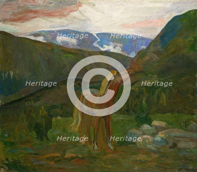 Horse in the Mountains, probably 1902. Creator: Oluf Wold-Torne.