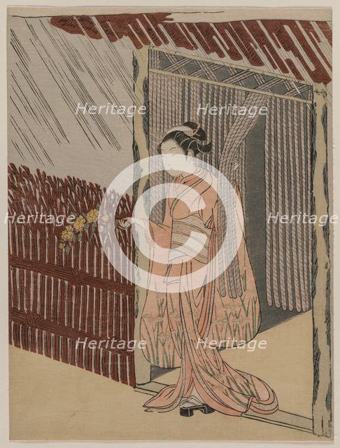 A Girl Dressing in Pink, 1766. Creator: Suzuki Harunobu (Japanese, 1724-1770).