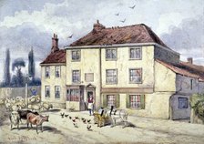 View of the old Pied Bull Inn, Islington, London, c1840.         Artist: Frederick Napoleon Shepherd