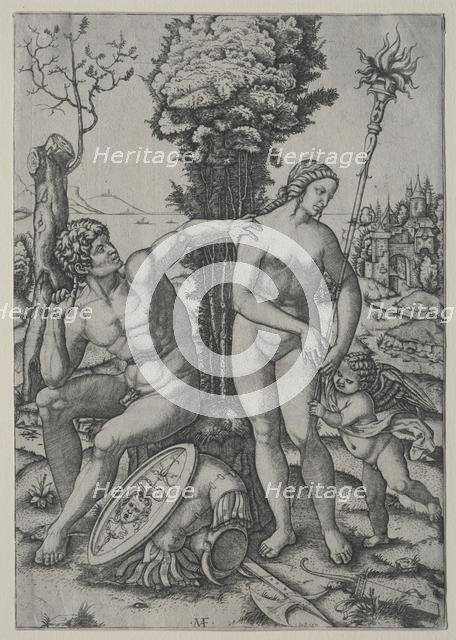 Venus, Mars and Cupid, 1508. Creator: Marcantonio Raimondi (Italian, 1470/82-1527/34).