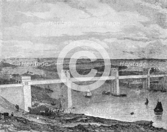 'The Britannia Tubular Bridge across the Menai Strait, 1850...', (1901). Creator: Unknown.