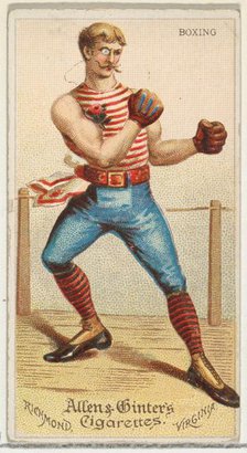 Boxing, from World's Dudes series (N31) for Allen & Ginter Cigarettes, 1888. Creator: Allen & Ginter.