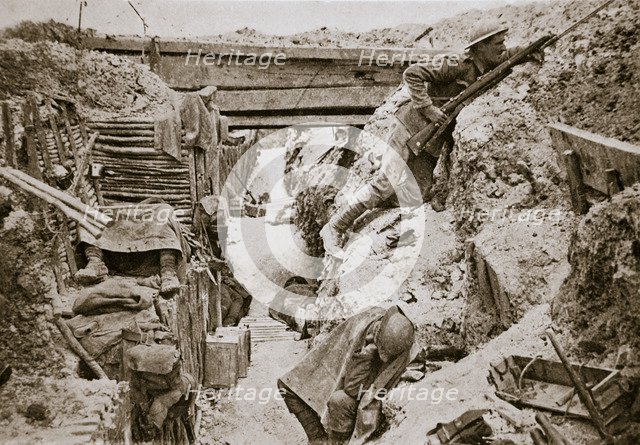 A view of a  British trench, Ovillers, France, World War I, 1916. Artist: Unknown