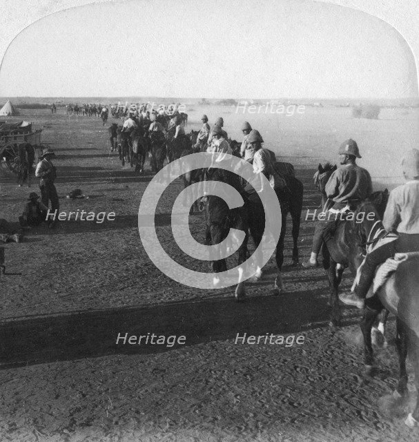 The 38th Battery at the Modder before taking part in Roberts' advance, South Africa, Boer War, 1900.Artist: Underwood & Underwood