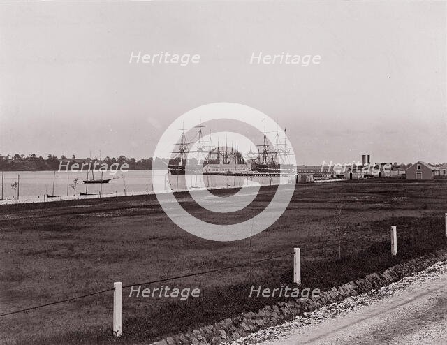 Frigates "Santee" and "Constitution" off Naval Academy, Annapolis, 1861-65. Creator: Unknown.
