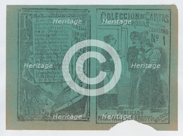 Front and back covers printed on the same sheet for a collection of love letters ..., ca. 1900-1910. Creator: José Guadalupe Posada.