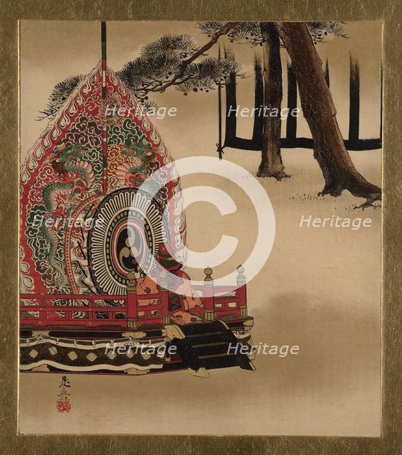 Lacquer Paintings of Various Subjects: Drum for Gagaku Dance, 1882. Creator: Shibata Zeshin.