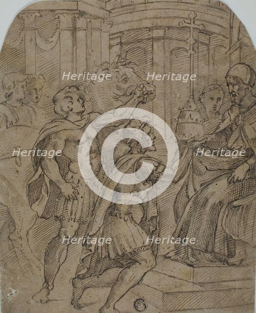 Study for the Emperor Constantine Offering the Tiara to Pope Sylvester, n.d. Creator: After Raffaello Sanzio, called Raphael  Italian, 1483-1546.