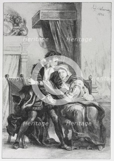 Hamlet: Hamlet and the Queen, 1834. Creator: Eugène Delacroix (French, 1798-1863).