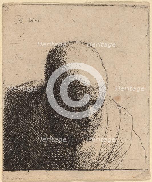 Bald Man with Open Mouth, Looking Down, c. 1630. Creator: Rembrandt Harmensz van Rijn.