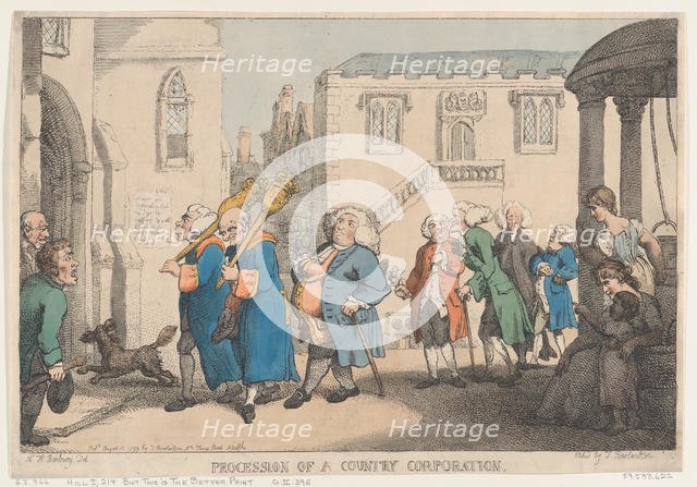 Procession of a Country Corporation, August 12, 1799., August 12, 1799. Creator: Thomas Rowlandson.