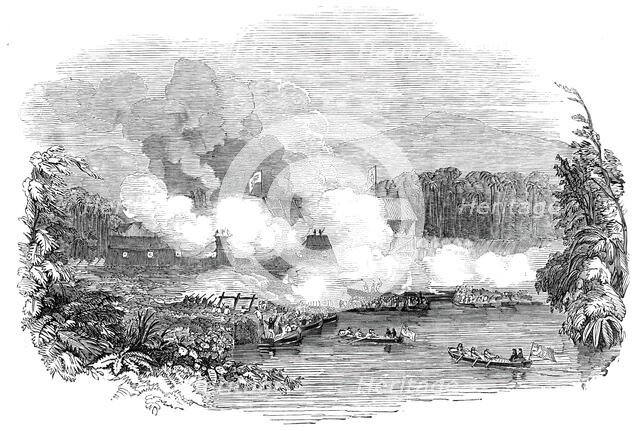 The British Admiral's attack on the Borneo pirates, 1845. Creator: Unknown.