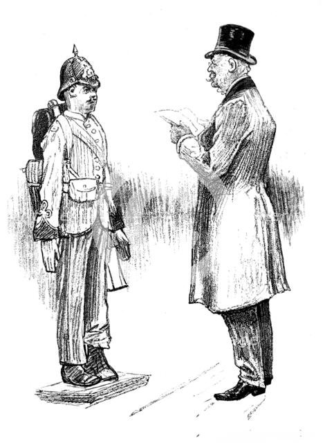 Sketches at the Royal Military Exhibition: the old order changes - uniform and accoutrement..., 1890 Creator: Unknown.