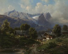 Partenkirchen in Bavaria at Sunrise, 1860. Creator: Karl Millner.