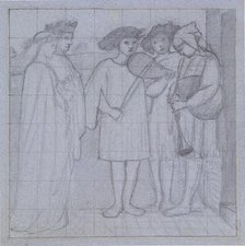 Mural Design - The Wedding Procession of Sir Degrevaunt, 1860. Creator: Sir Edward Coley Burne-Jones.