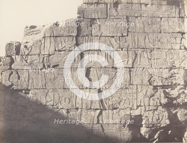 Karnak (Thèbes), Palais - Salle Hypostyle - Décoration de la Paroi Int..., 1851-52, printed 1853-54. Creator: Félix Teynard.