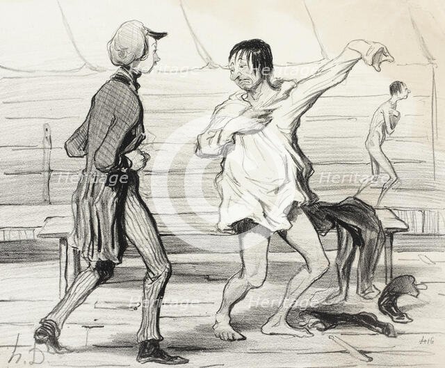 Les Bains à vingt centimes, nouveau style, 1842. Creator: Honore Daumier.