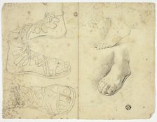 Two Bare Feet and Three Sandalled Feet, n.d. Creator: John Downman.