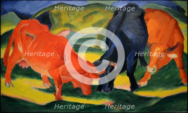 Fighting Cows, 1911. Creator: Marc, Franz (1880-1916).