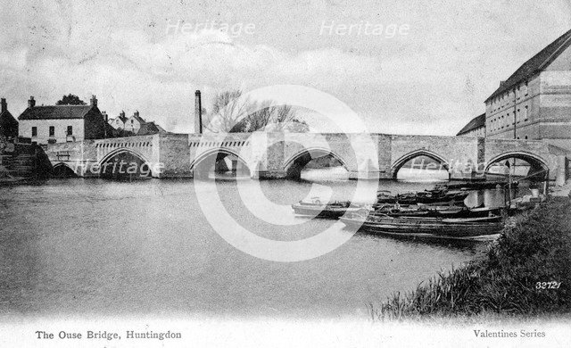 The Ouse Bridge, Huntingdon, Cambridgeshire, 1905. Artist: Unknown
