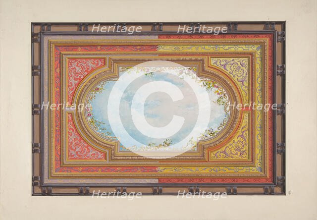Design for a ceiling painted with trompe l'oeil clouds, 1830-97. Creators: Jules-Edmond-Charles Lachaise, Eugène-Pierre Gourdet.
