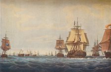 'Battle of Copenhagen 1801. British Fleet Approaching', 1801. Artists: Robert Pollard, JG Wells.