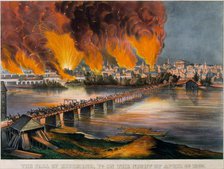 The Fall of Richmond, Virginia, on the Night of April 2nd, 1865, 1865., 1865. Creators: Nathaniel Currier, James Merritt Ives, Currier and Ives.
