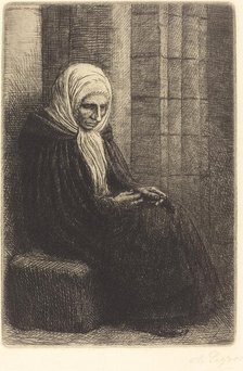 Woman Seated against a Wall, Child with His Head in Her Lap (Femme assis, muraille au fond...). Creator: Alphonse Legros.