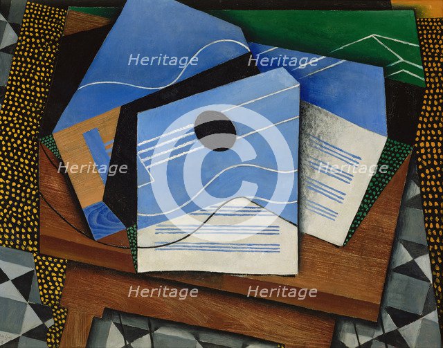 Guitar on a table. Artist: Gris, Juan (1887-1927)