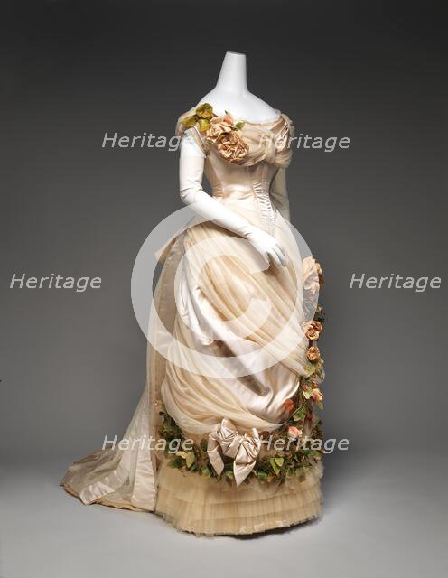 Evening dress, French, ca. 1882. Creators: House of Worth, Charles Frederick Worth.