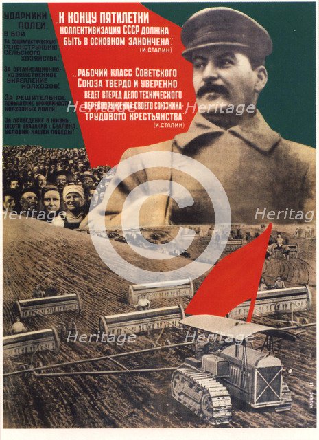 By the end of a five-years plan collectivization should be finished (Poster), 1932. Artist: Klutsis, Gustav (1895-1938)