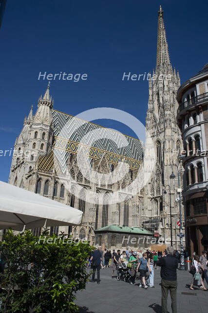 Stephansdom, or St Stephen's Cathedral, old Vienna, Austria, 2022. Creator: Ethel Davies.