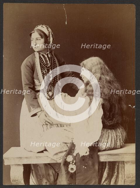 Two women holding hands, about 1870-1880. Creator: Unknown.