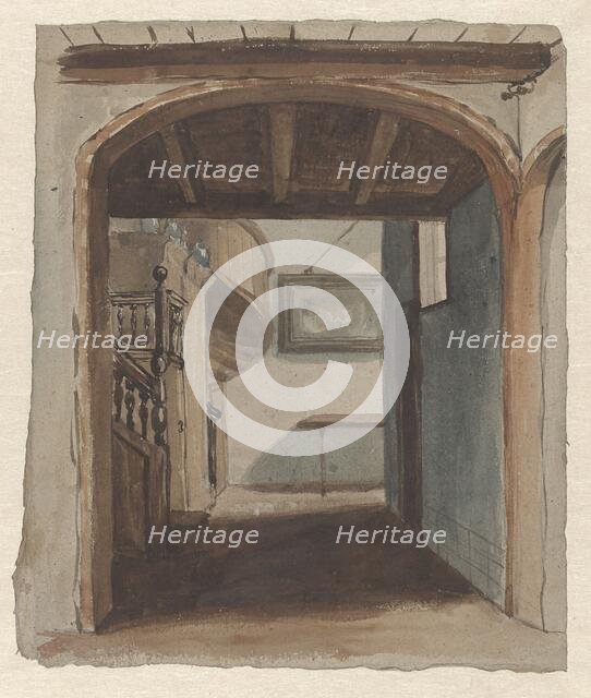 Interior looking towards staircase, 1830-1889. Creator: Jan Fabius.