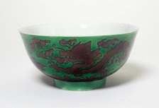 Bowl with Dragons, Qing dynasty (1644-1911), Kangxi reign mark and period (1662-1722). Creator: Unknown.