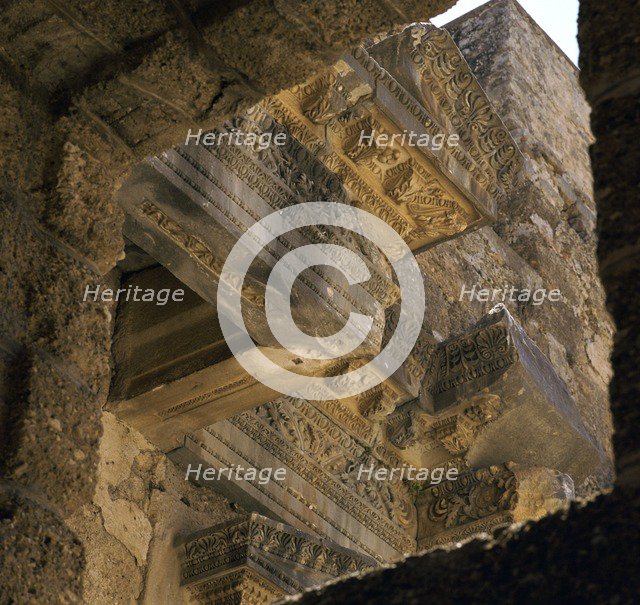 Stonework on the facade of the stage of the theatre in Aspendos, 2nd century. Artist: Unknown