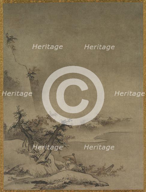 Chinese Servant Walking in the Rain, 1500s. Creator: Gaku? Z?ky? (Japanese, active about 1482-1514), attributed to.