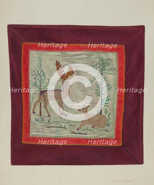 Applique Coverlet (Detail), c. 1941. Creator: Adolph Opstad.