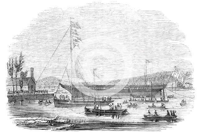 Launch of "The Waterwitch", at Cowes, 1844. Creator: Unknown.