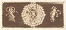 Minerve assisse dans un octagone décoratif, avec une figure à gauche et à doroite (la Nuit..., 1784. Creator: Jean Jacques Lagrenee.