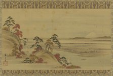 River landscape: red foliage and Mount Fuji, Edo period, mid 19th century. Creator: Utagawa Hiroshige II.