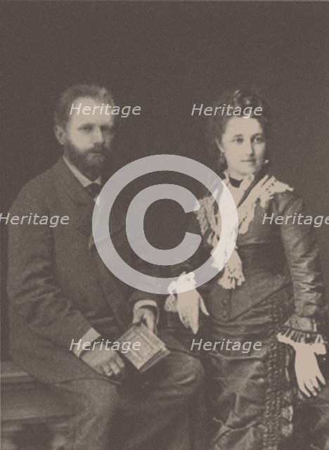 The composer Pyotr Ilyich Tchaikovsky (1840-1893) with his wife Antonina Miliukova, 1877.