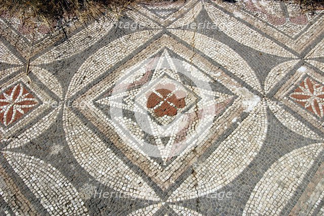 Mosaic floor, ruins of the Basilica of Ayia Trias, Famagusta, North Cyprus.