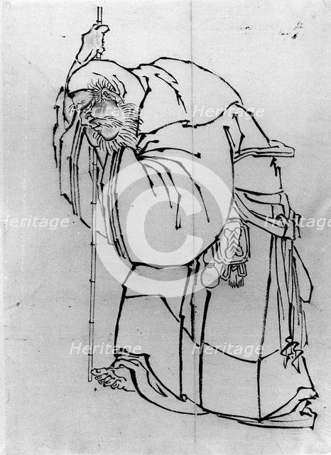 Hermit with a Staff, 18th-19th century. Creator: Hokusai.