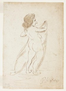 Standing Nude Woman Holding a Veil, 1694-1755. Creator: Pier Leone Ghezzi.