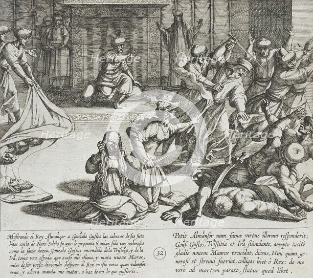 In Revenge, Gonzalo Gustos Slays Nine Moors, 1612. Creator: Antonio Tempesta.