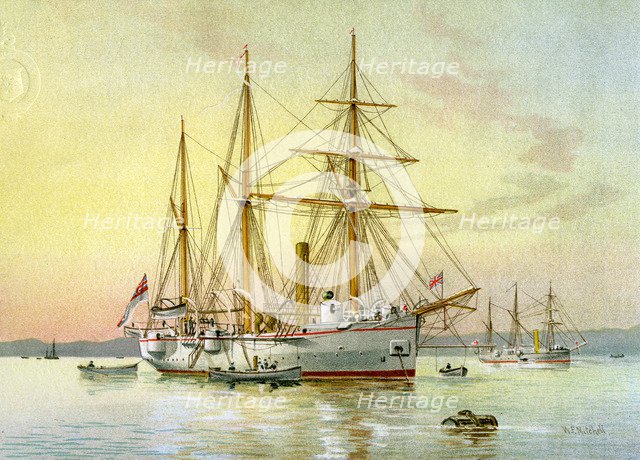 HMS 'Bramble', Royal Navy 1st class gunboat, c1890-c1893.Artist: William Frederick Mitchell